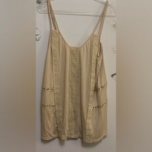 POL Lace Panel Boho Cami Tank Cream Boutique Top Size Small